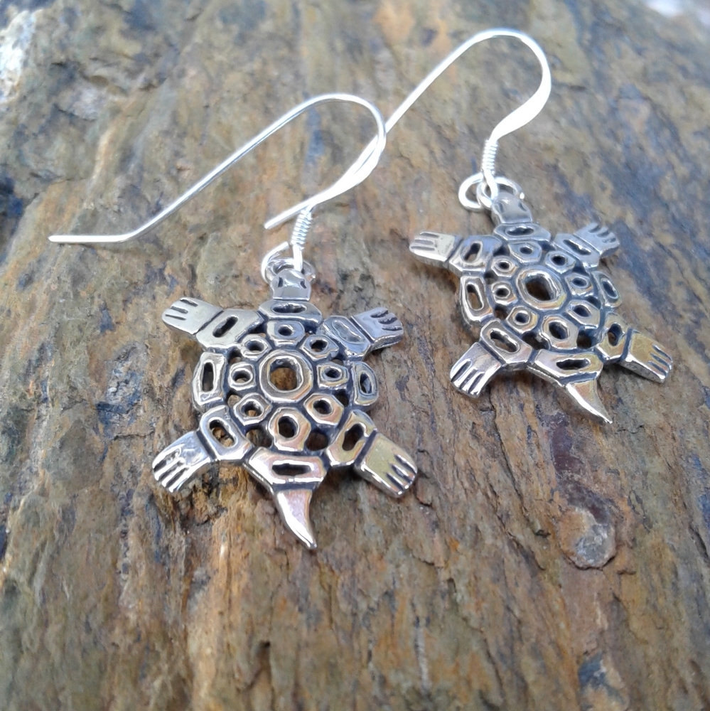 Sterling Silver Turtle Earrings - image 3